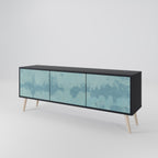 SKY WASH Móvel de TV com 3 Portas em Acabamento Preto