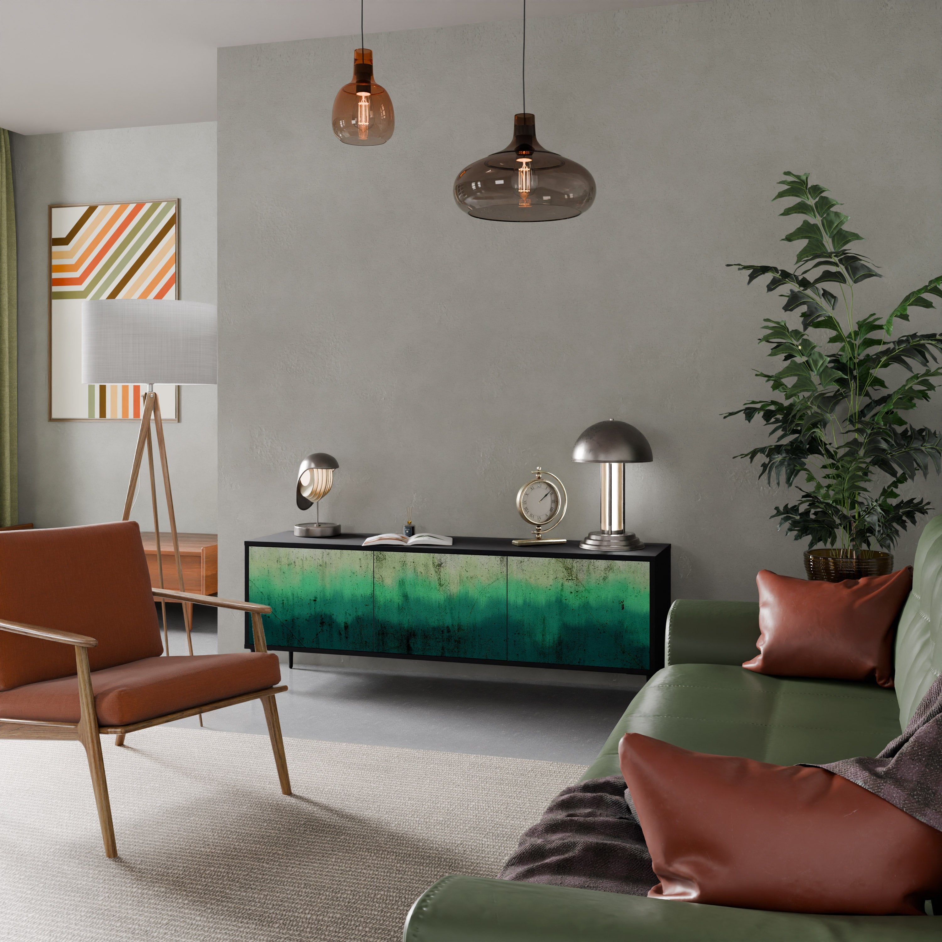 NORTHERN LIGHTS Móvel de TV com 3 Portas em Acabamento Preto