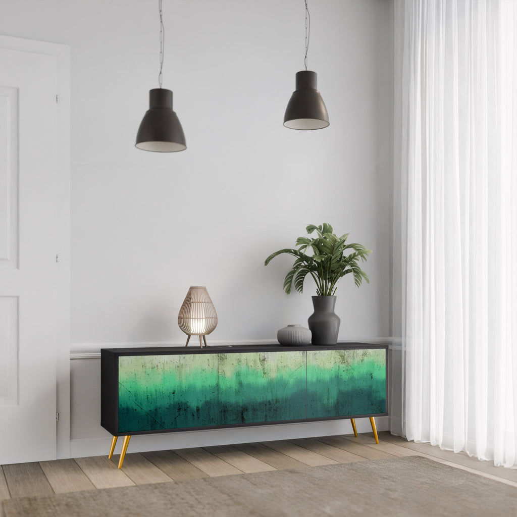 NORTHERN LIGHTS 3-Door TV Stand in Black Finish