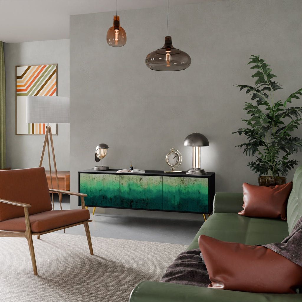 NORTHERN LIGHTS 3-Door TV Stand in Black Finish