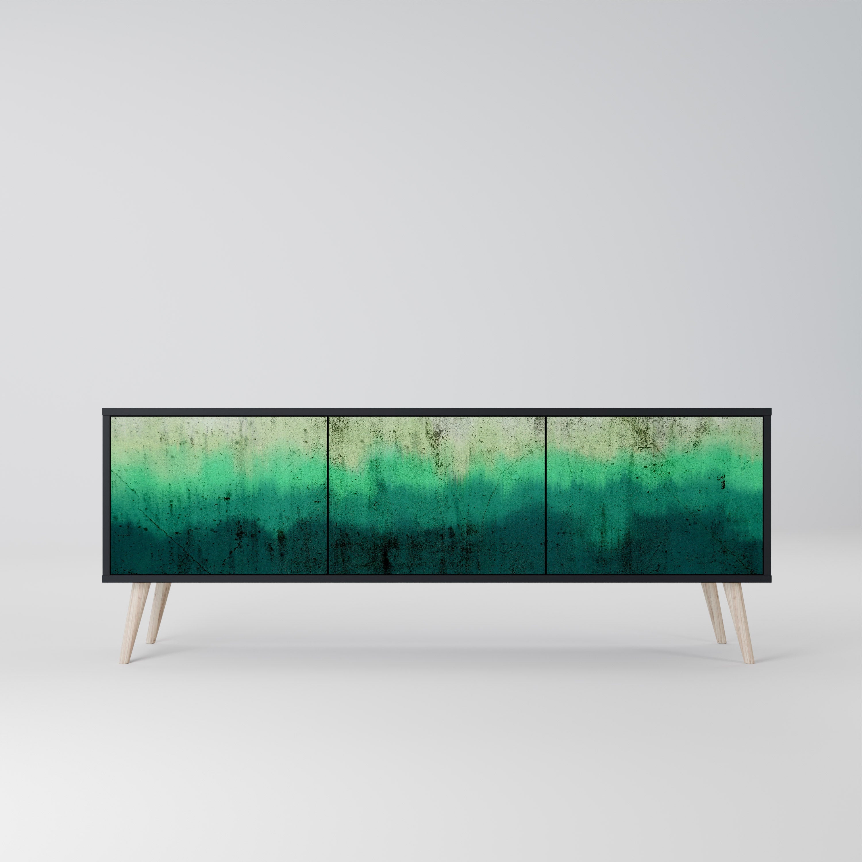 NORTHERN LIGHTS Móvel de TV com 3 Portas em Acabamento Preto