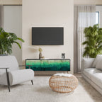 NORTHERN LIGHTS 3-Door TV Stand in Black Finish