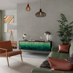 NORTHERN LIGHTS 3-Door TV Stand in Black Finish