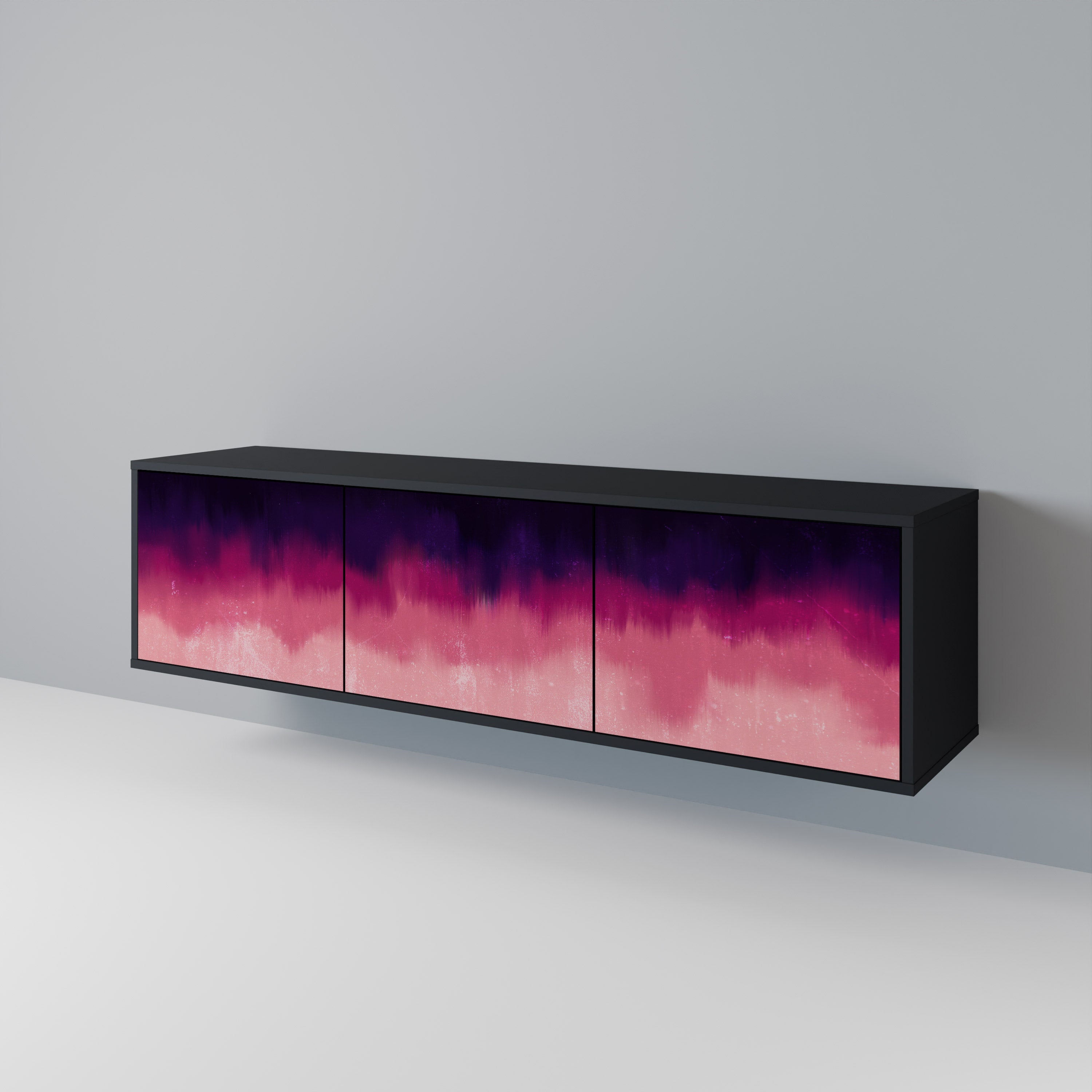 AURORA BOREALIS 3-Door TV Stand in Black Finish