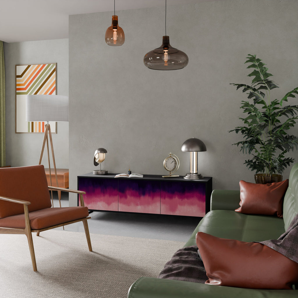 AURORA BOREALIS 3-Door TV Stand in Black Finish