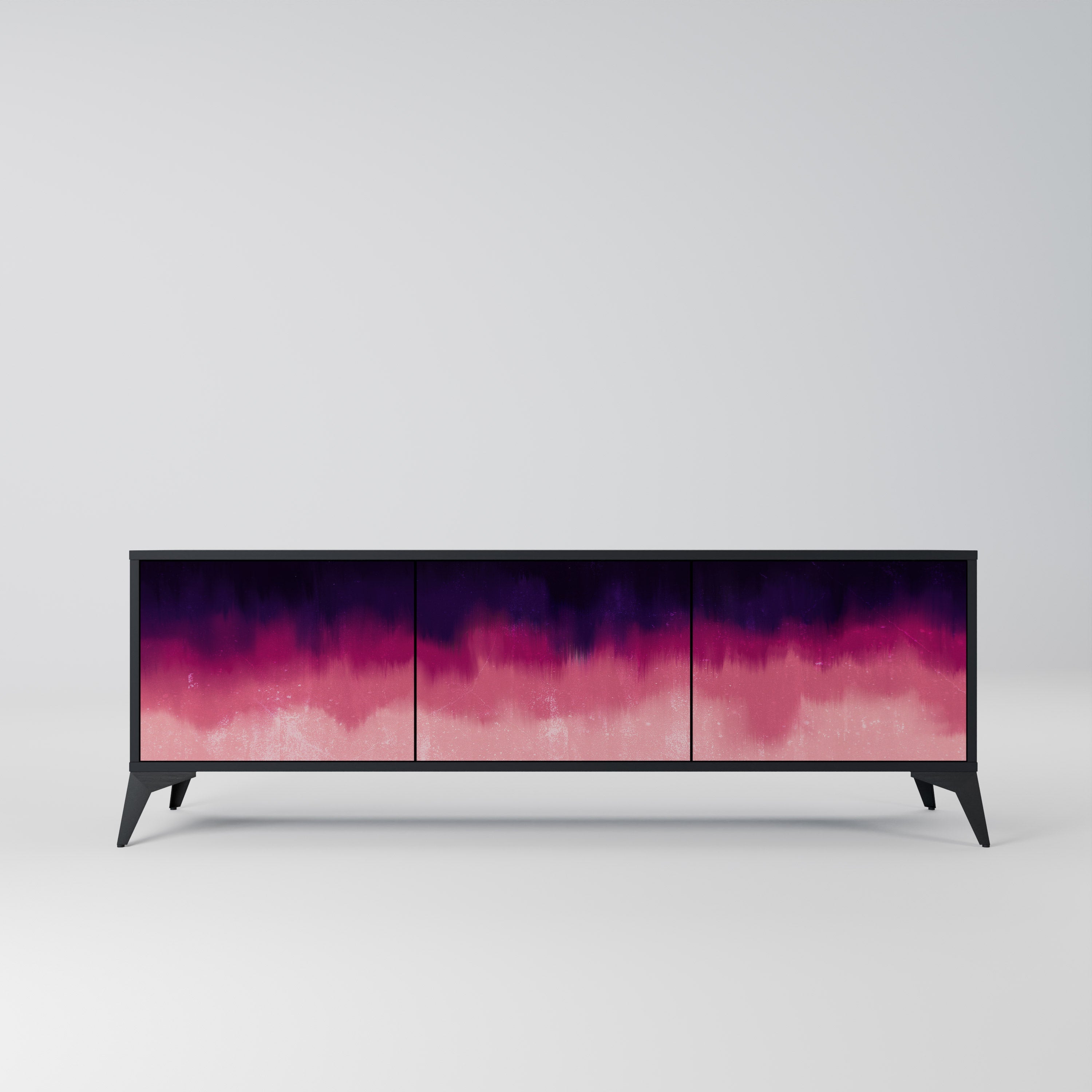 AURORA BOREALIS Móvel de TV com 3 Portas em Acabamento Preto