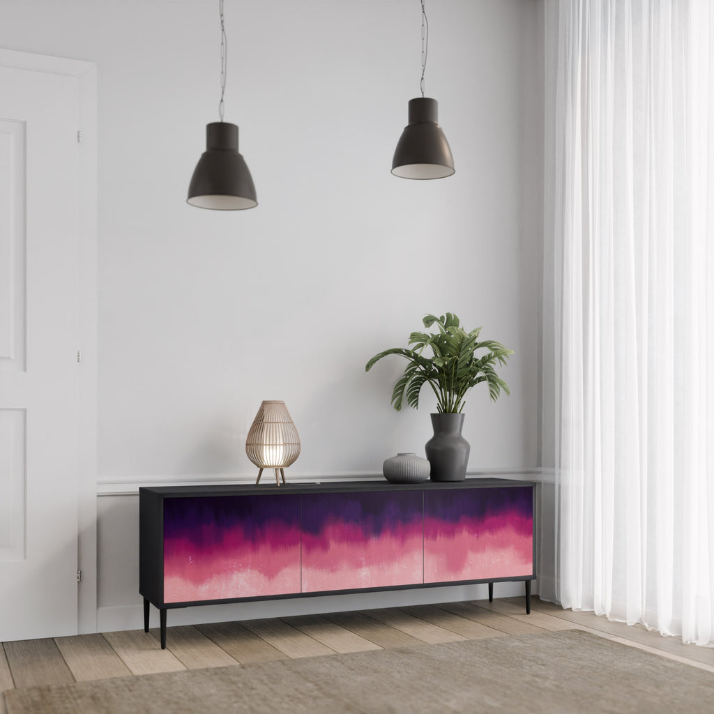 AURORA BOREALIS 3-Door TV Stand in Black Finish