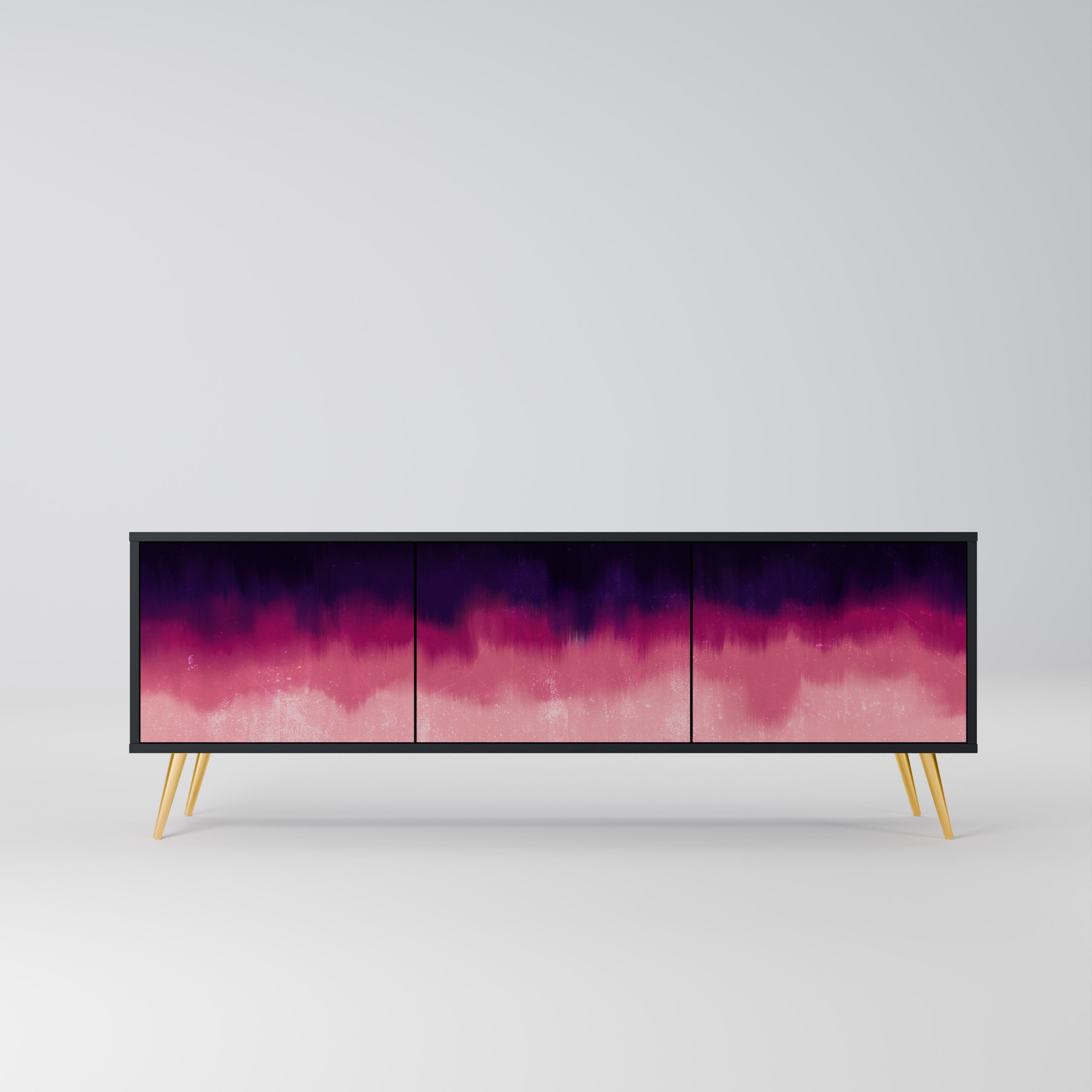 AURORA BOREALIS Móvel de TV com 3 Portas em Acabamento Preto