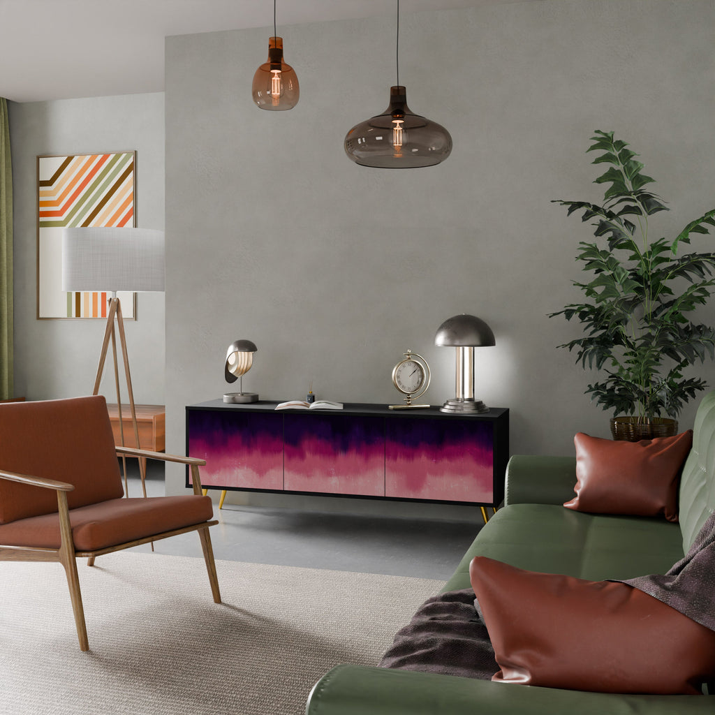 AURORA BOREALIS 3-Door TV Stand in Black Finish