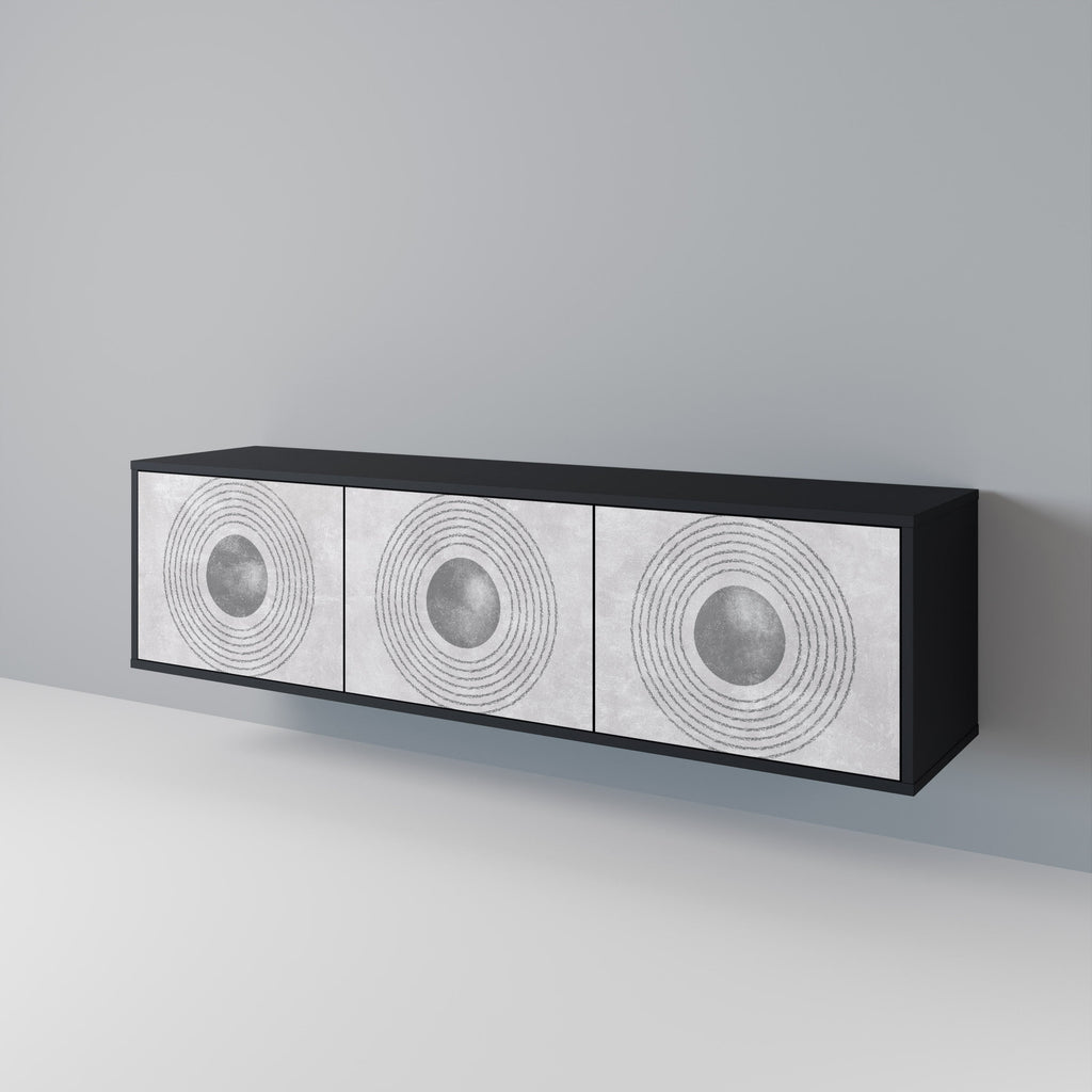 SOLID CIRCLES Móvel de TV com 3 Portas em Acabamento Preto