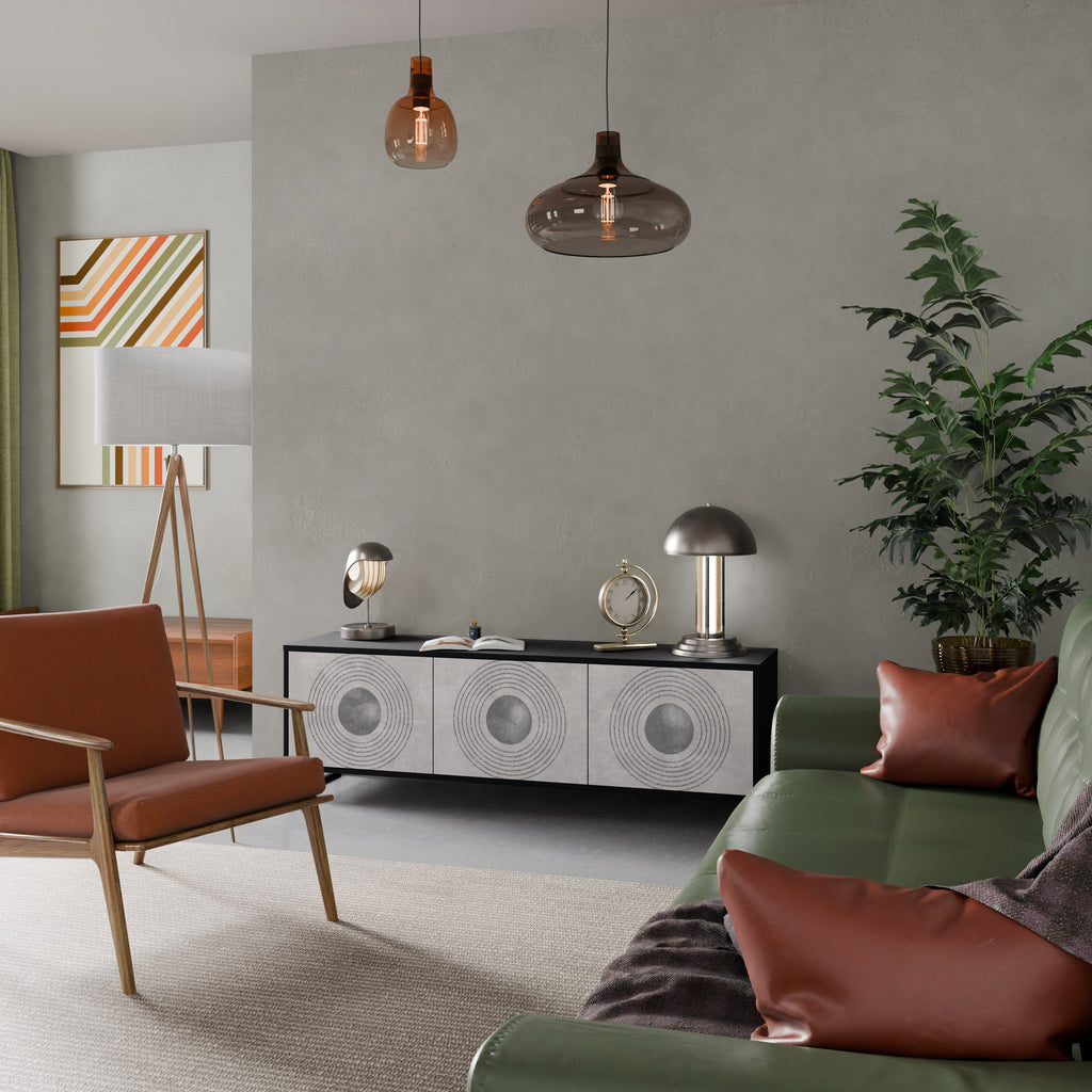 SOLID CIRCLES Móvel de TV com 3 Portas em Acabamento Preto