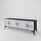 SOLID CIRCLES Móvel de TV com 3 Portas em Acabamento Preto