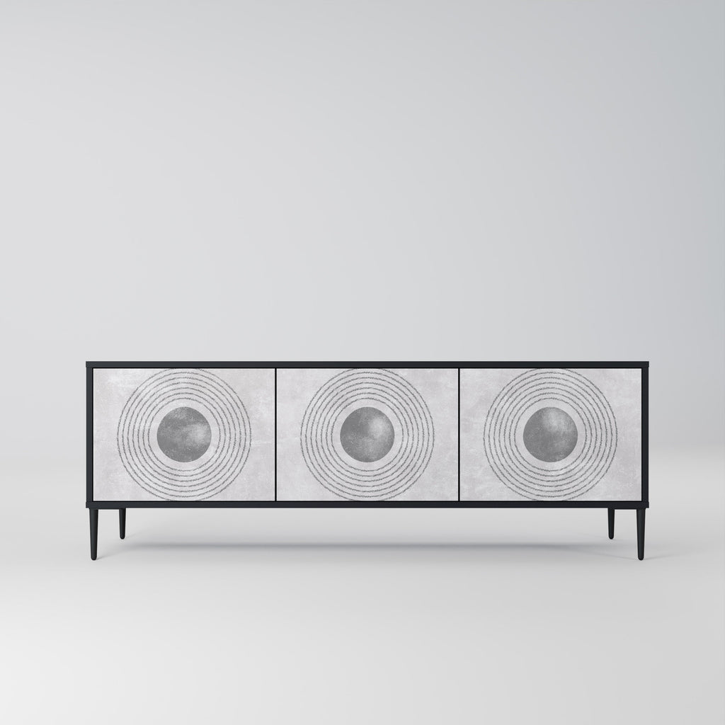 SOLID CIRCLES Móvel de TV com 3 Portas em Acabamento Preto