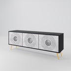 SOLID CIRCLES Móvel de TV com 3 Portas em Acabamento Preto