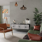 SOLID CIRCLES Móvel de TV com 3 Portas em Acabamento Preto