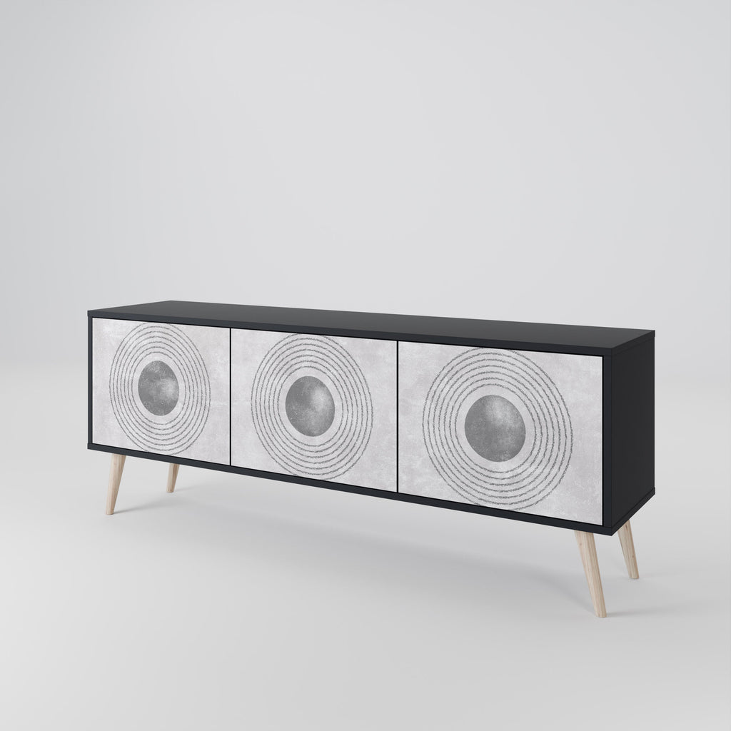 SOLID CIRCLES Móvel de TV com 3 Portas em Acabamento Preto