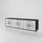 SOLID CIRCLES Móvel de TV com 3 Portas em Acabamento Preto