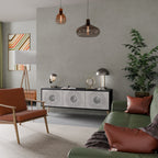 SOLID CIRCLES Móvel de TV com 3 Portas em Acabamento Preto