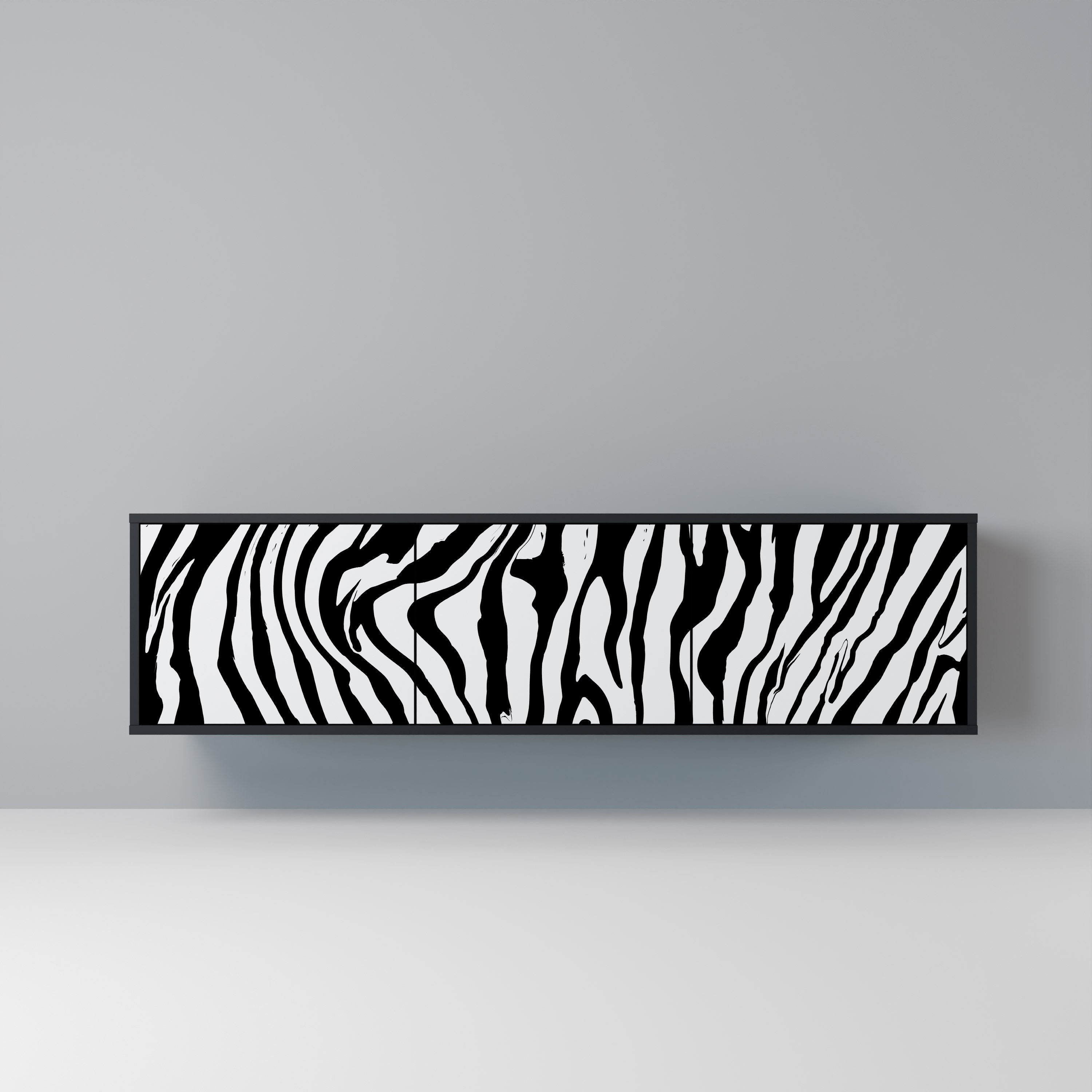 SPLENDID ZEBRA Móvel de TV com 3 Portas em Acabamento Preto