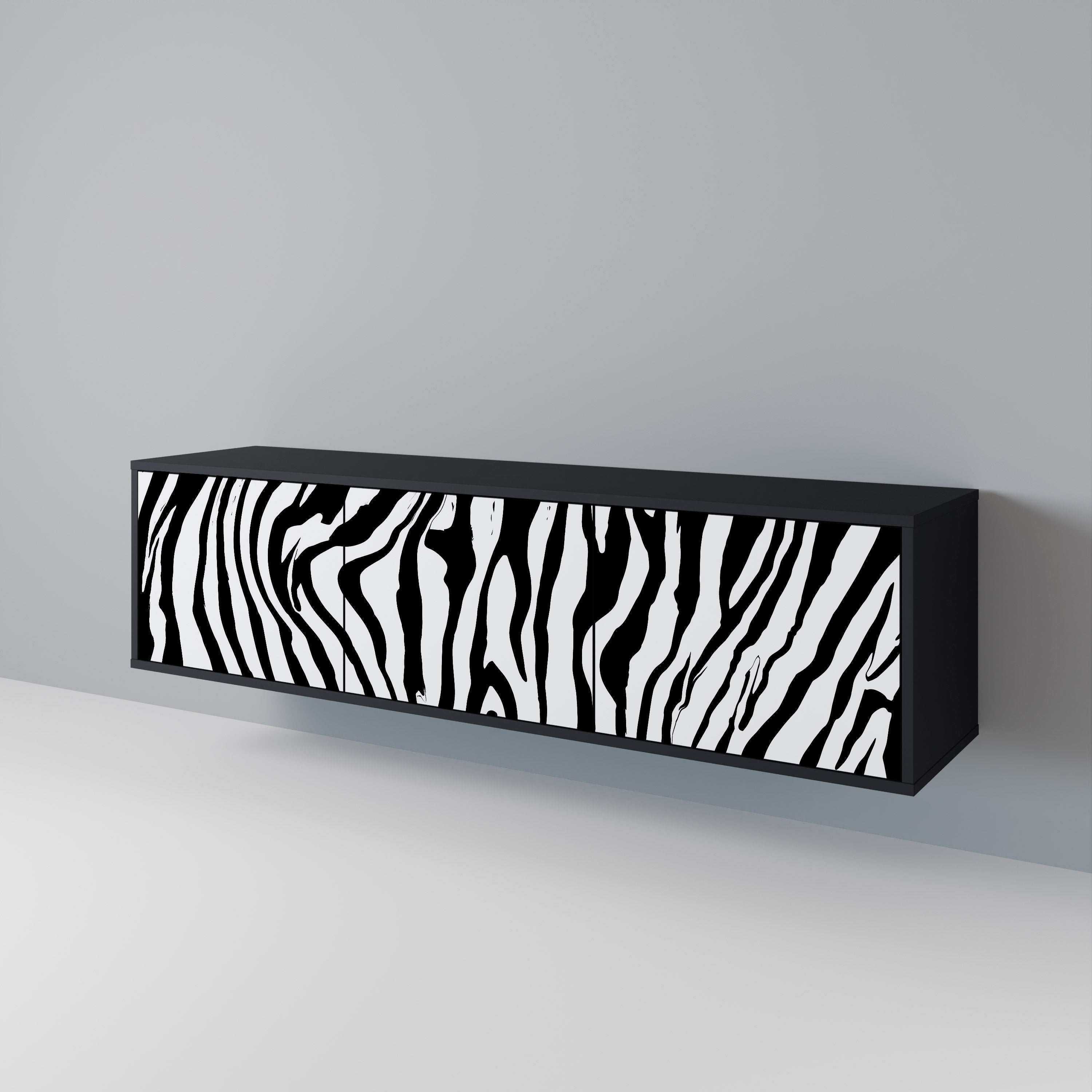 SPLENDID ZEBRA Móvel de TV com 3 Portas em Acabamento Preto