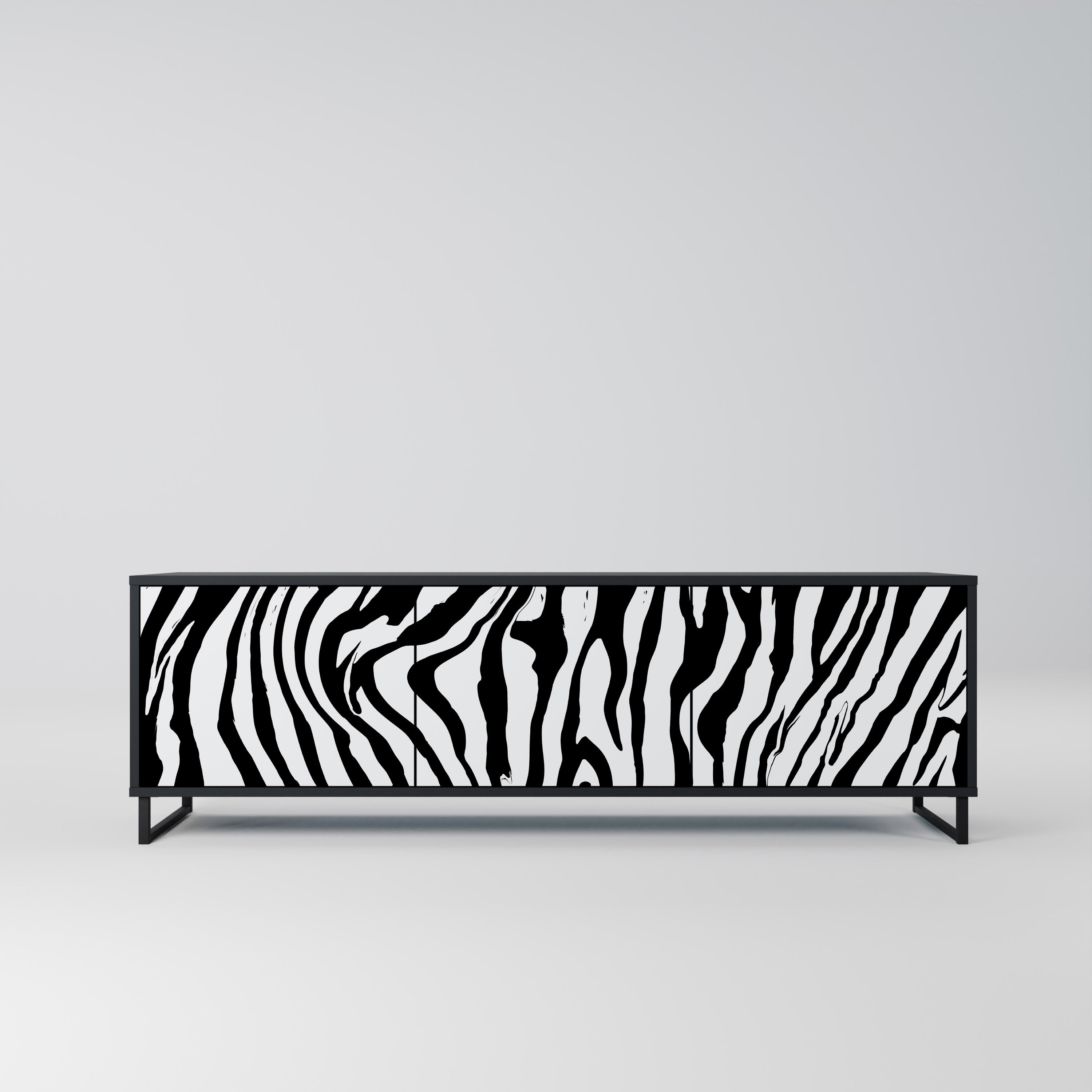 SPLENDID ZEBRA Móvel de TV com 3 Portas em Acabamento Preto