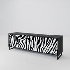 SPLENDID ZEBRA Móvel de TV com 3 Portas em Acabamento Preto