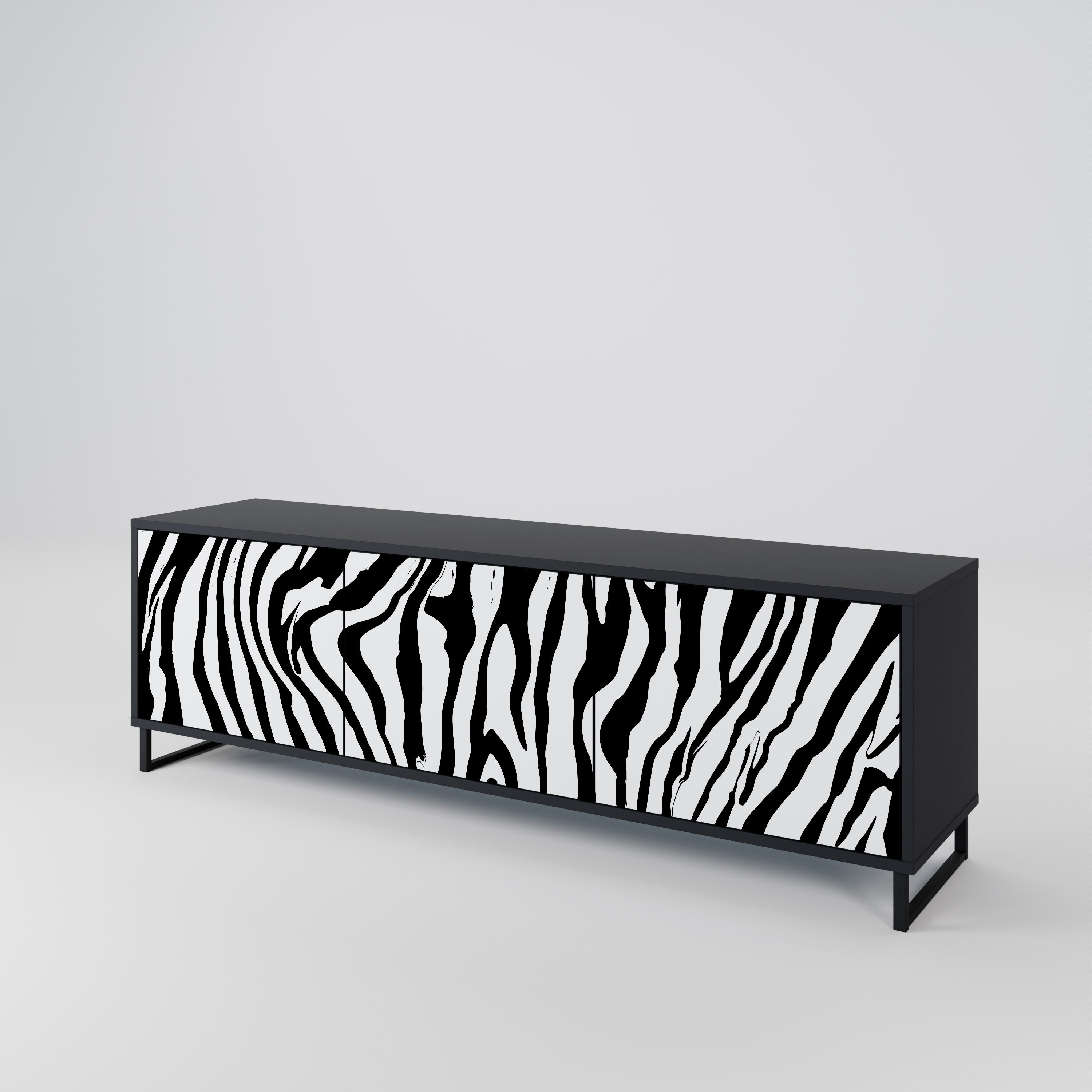 SPLENDID ZEBRA Móvel de TV com 3 Portas em Acabamento Preto