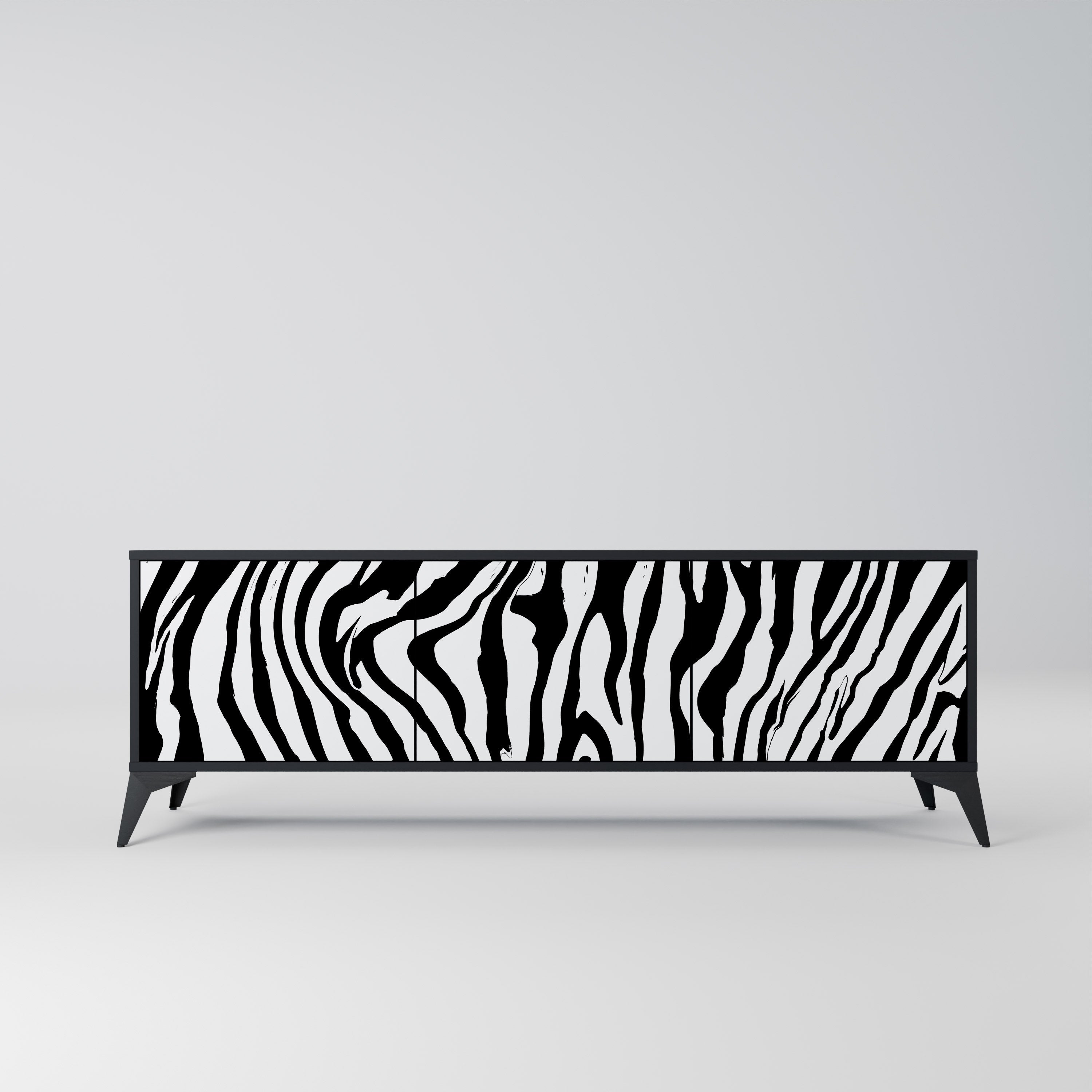 SPLENDID ZEBRA Móvel de TV com 3 Portas em Acabamento Preto