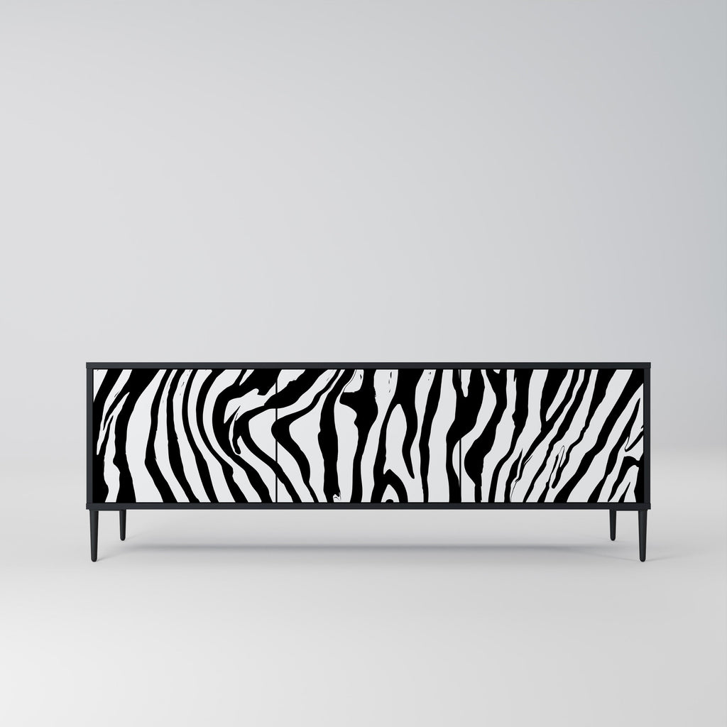 SPLENDID ZEBRA Móvel de TV com 3 Portas em Acabamento Preto