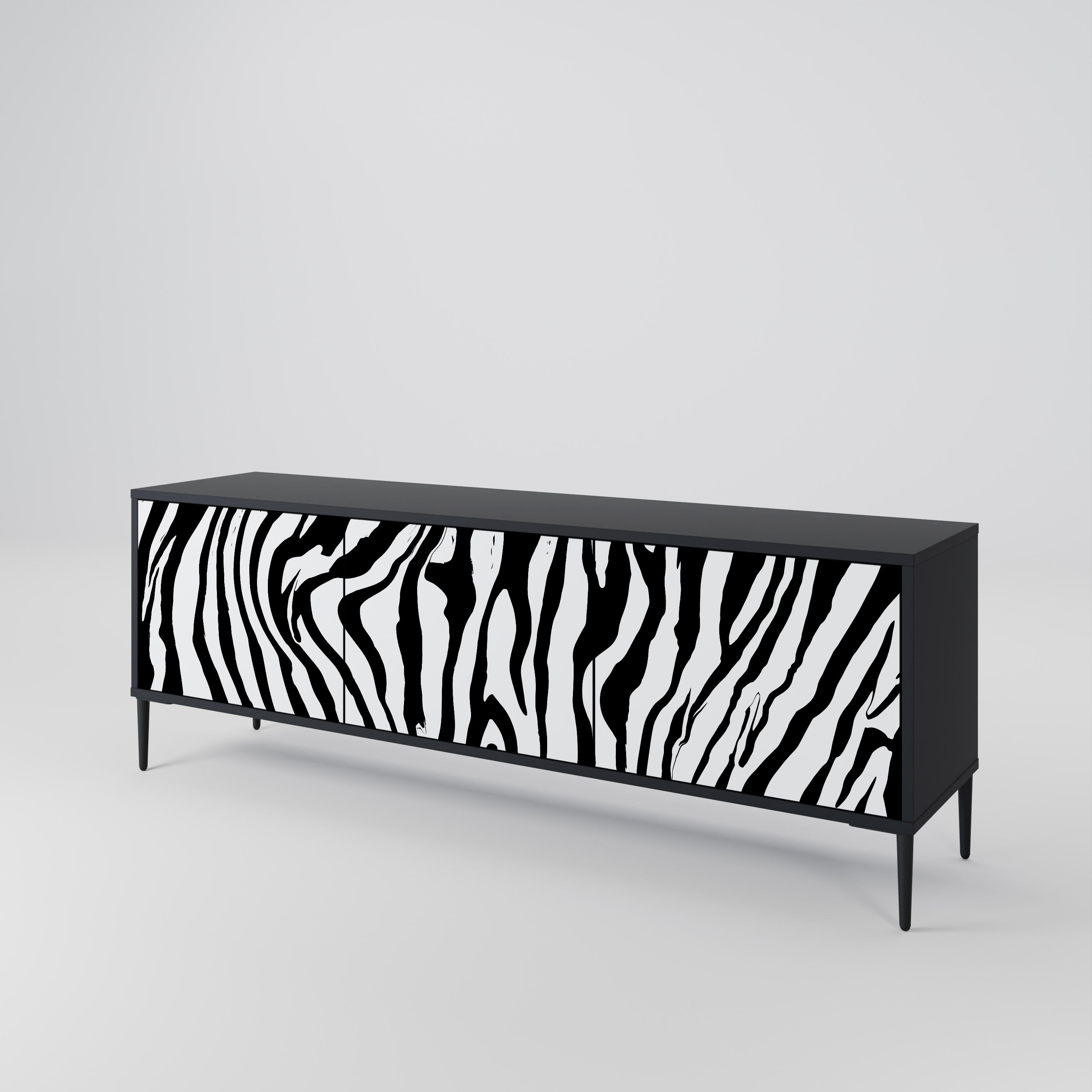 SPLENDID ZEBRA Móvel de TV com 3 Portas em Acabamento Preto