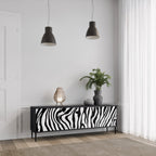 SPLENDID ZEBRA Móvel de TV com 3 Portas em Acabamento Preto