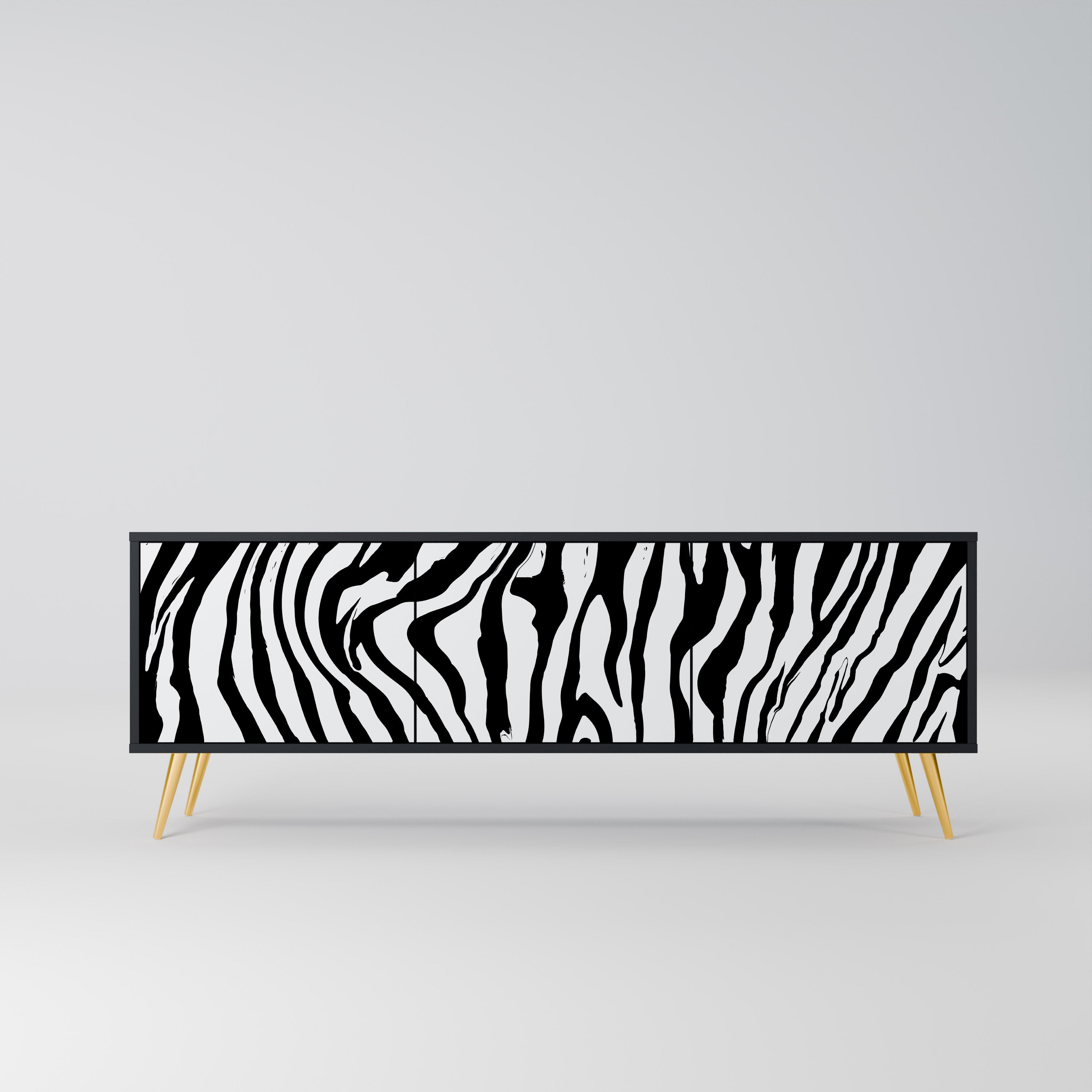 SPLENDID ZEBRA Móvel de TV com 3 Portas em Acabamento Preto
