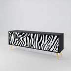 SPLENDID ZEBRA Móvel de TV com 3 Portas em Acabamento Preto