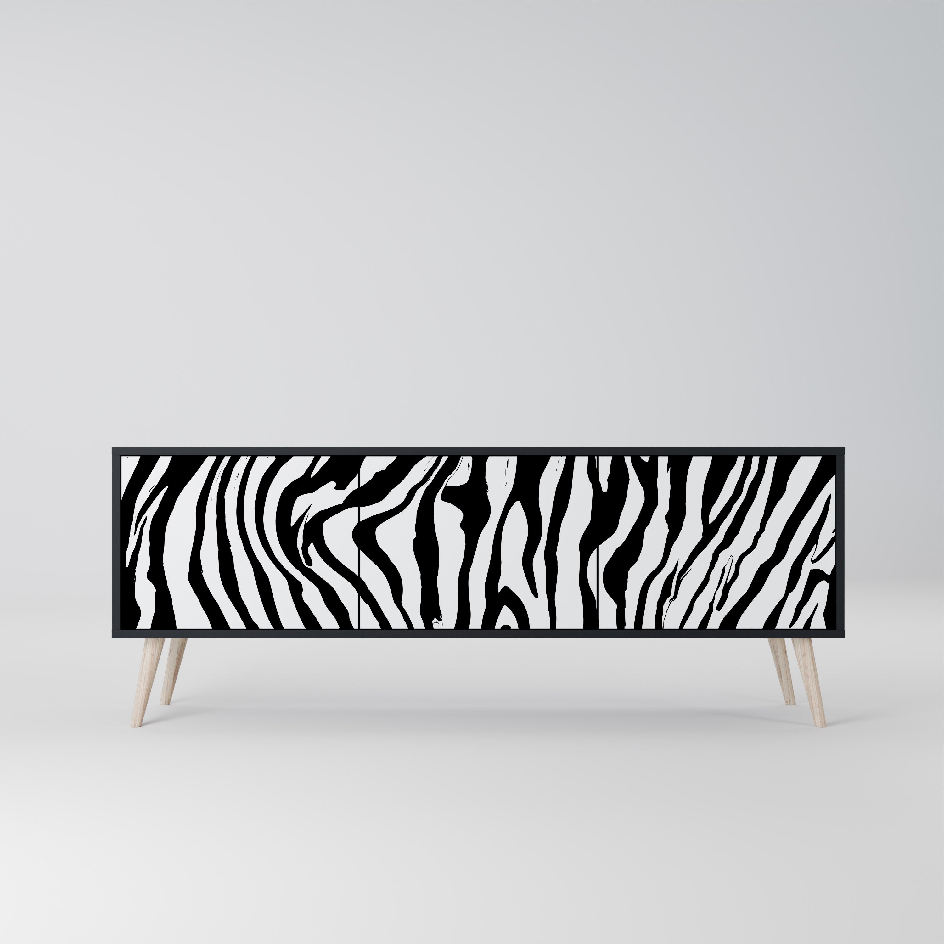 SPLENDID ZEBRA Móvel de TV com 3 Portas em Acabamento Preto
