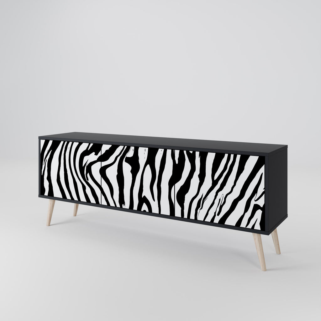 SPLENDID ZEBRA Móvel de TV com 3 Portas em Acabamento Preto