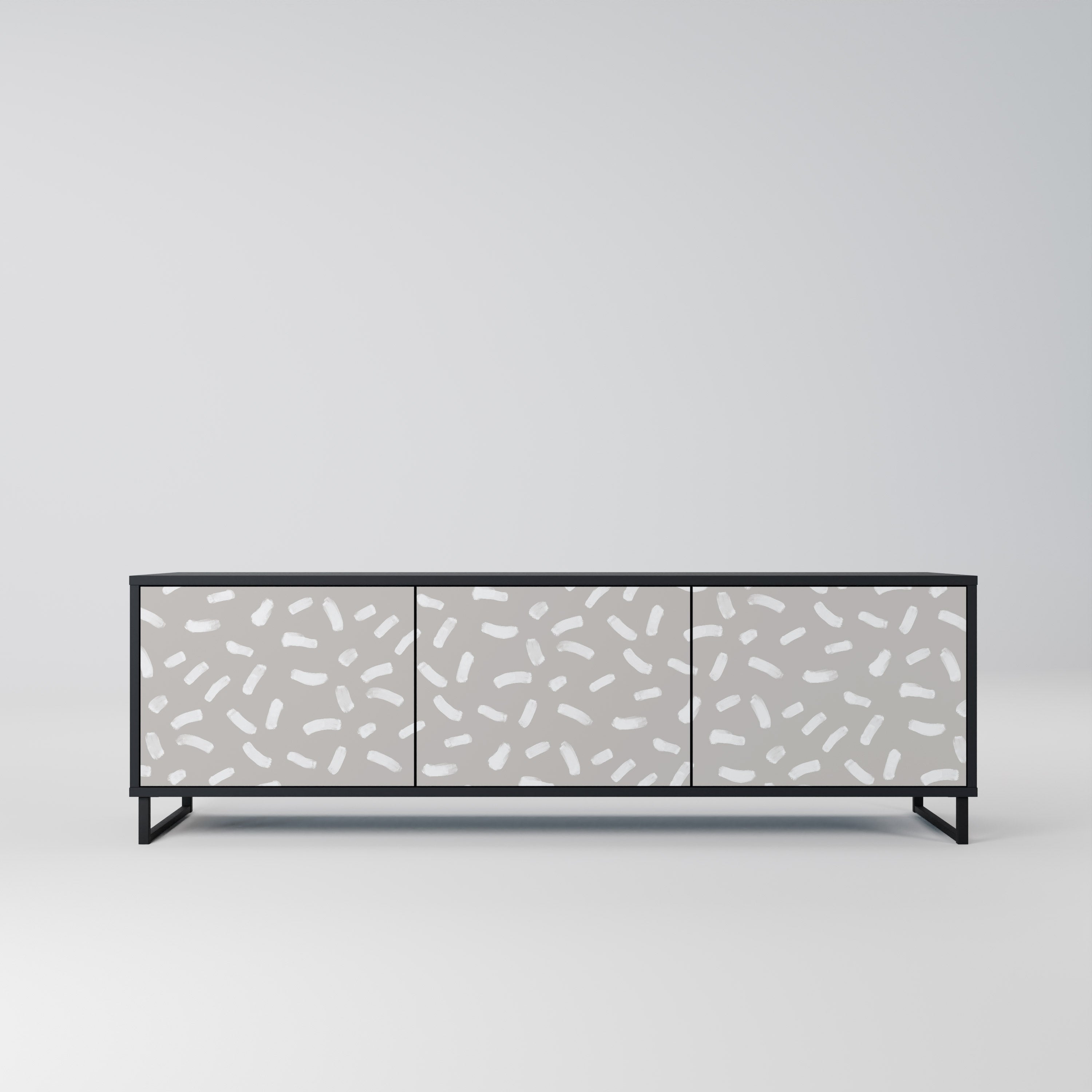 PASSING SECONDS Móvel de TV com 3 Portas em Acabamento Preto