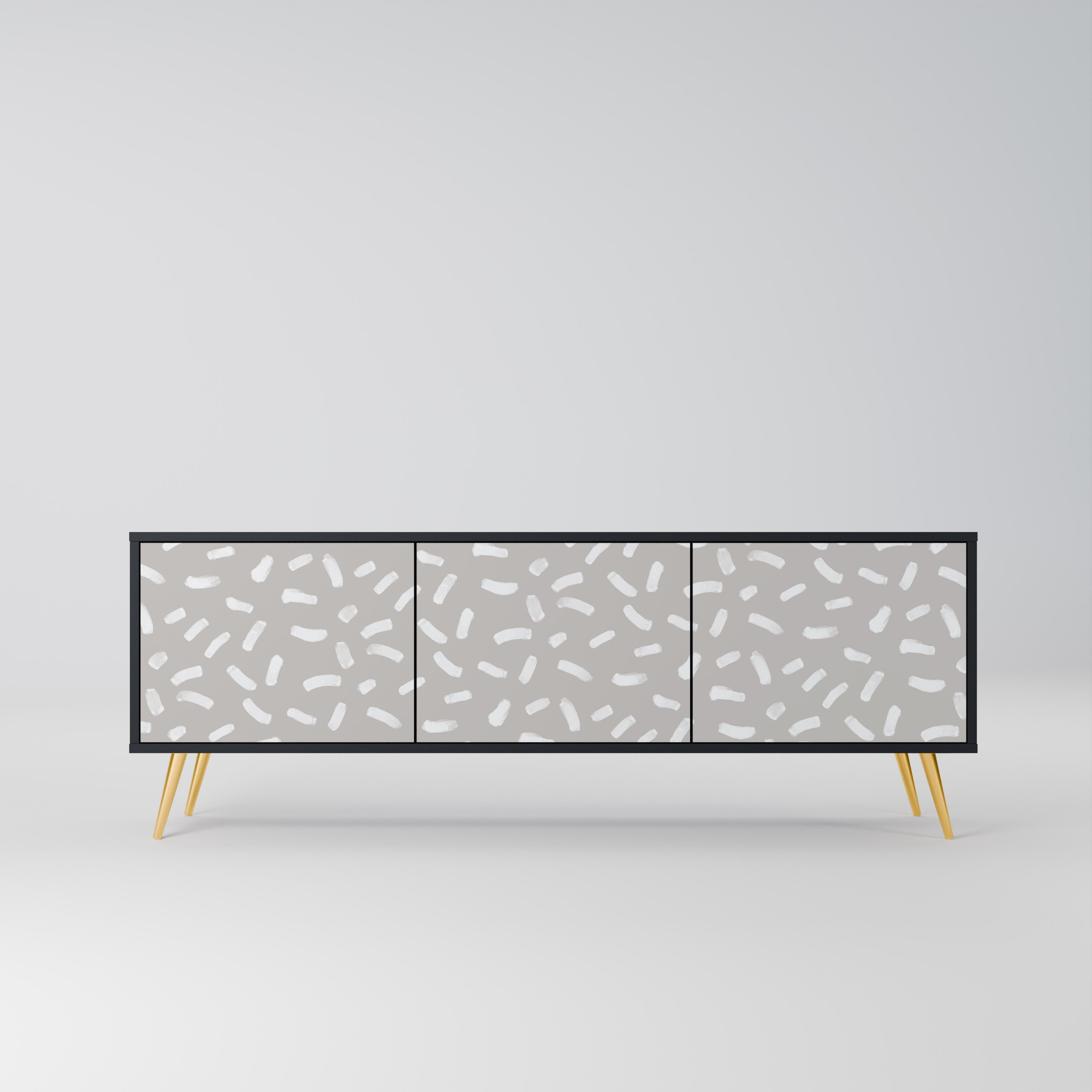 PASSING SECONDS Móvel de TV com 3 Portas em Acabamento Preto