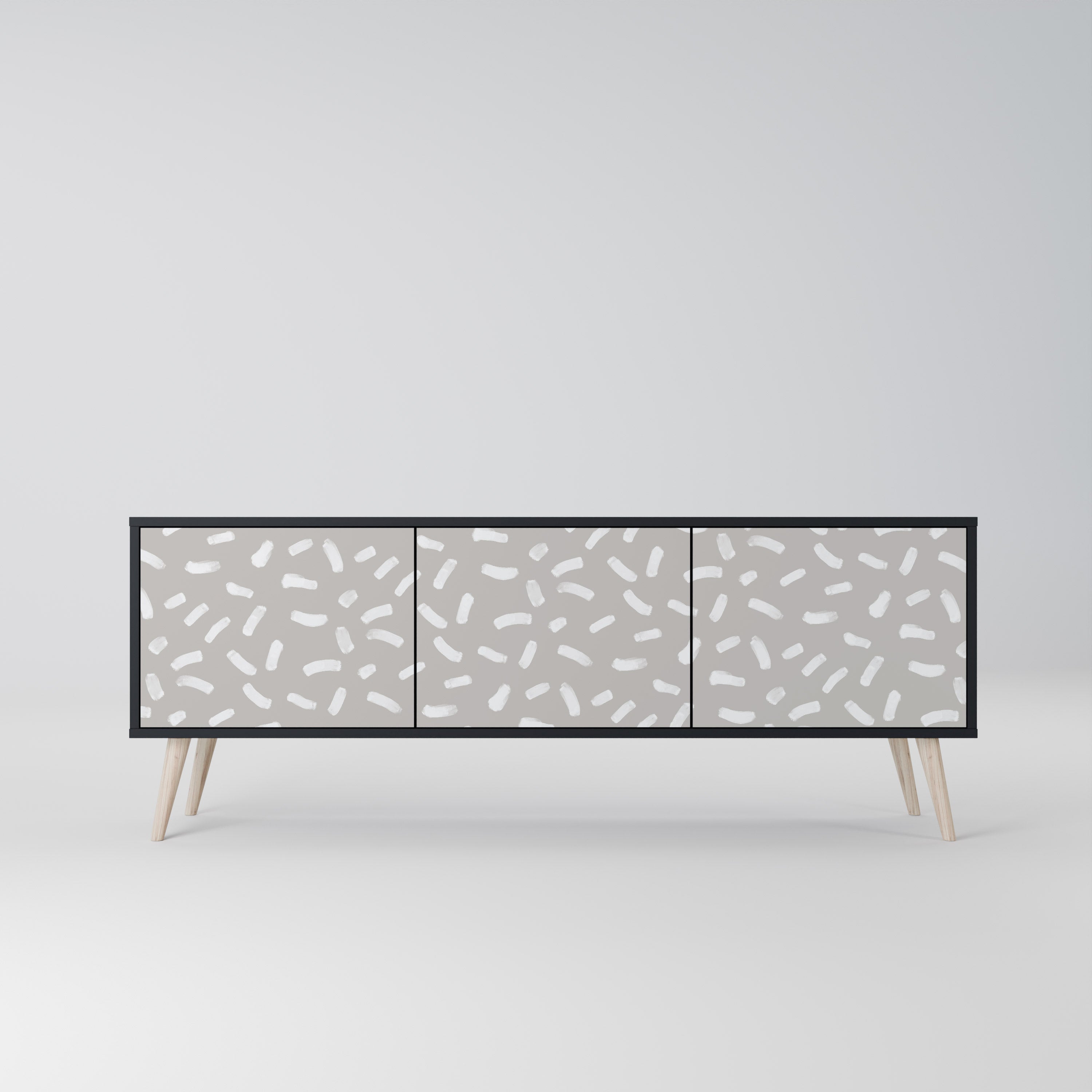 PASSING SECONDS Móvel de TV com 3 Portas em Acabamento Preto