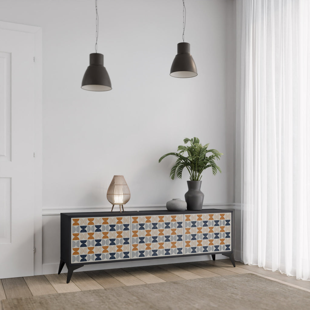 REFLECTION RANGE Móvel de TV com 3 Portas em Acabamento Preto