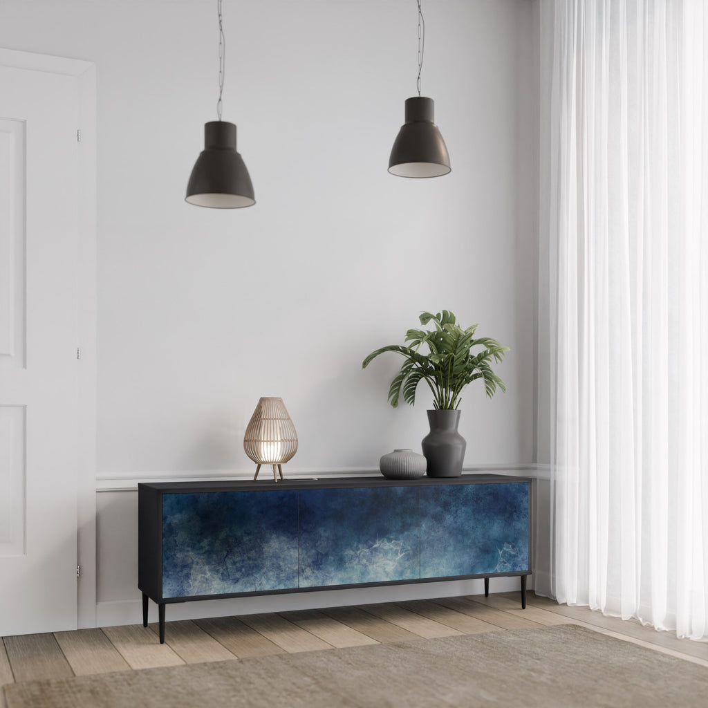 CELESTIAL FALL Móvel de TV com 3 Portas em Acabamento Preto