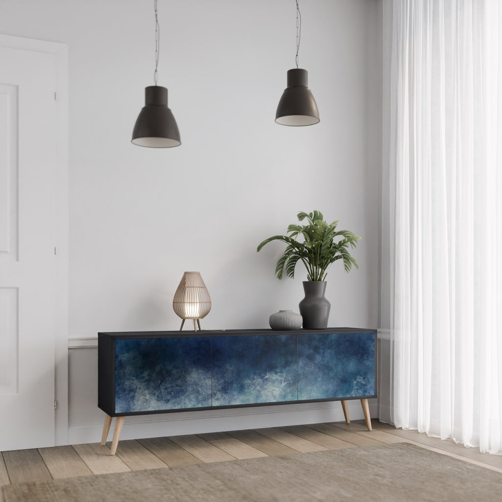 CELESTIAL FALL Móvel de TV com 3 Portas em Acabamento Preto