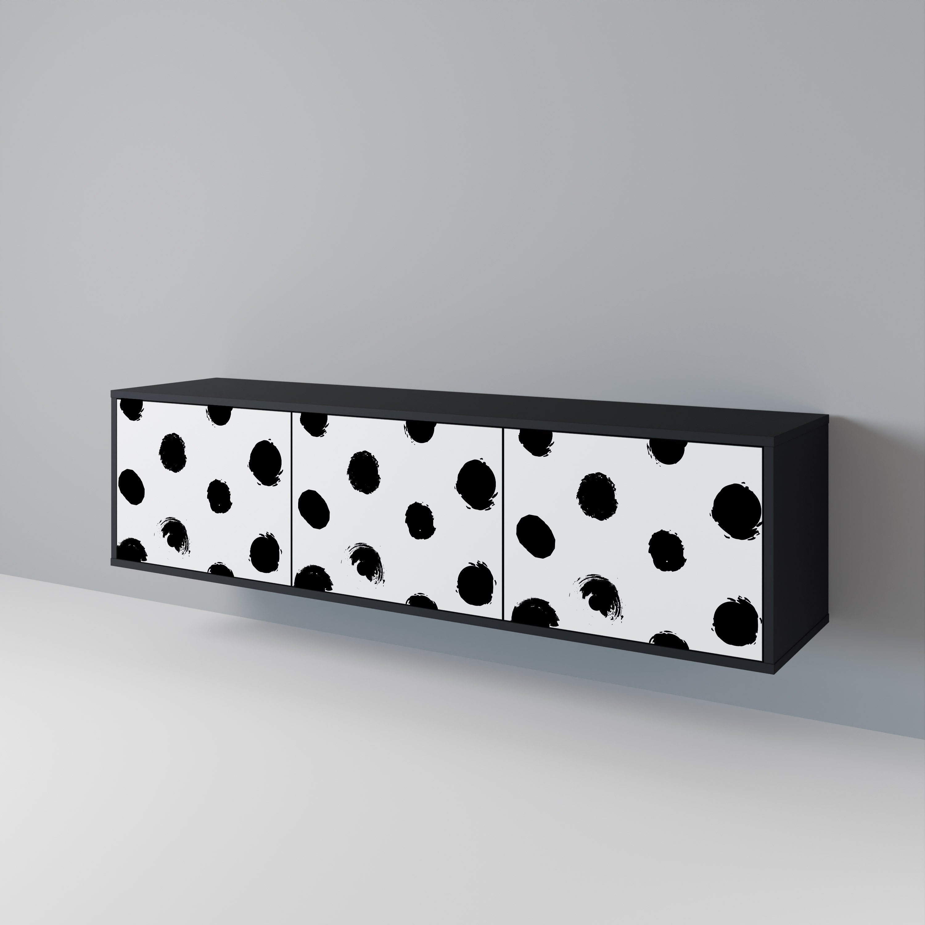 SLIPPING MINUTES Móvel de TV com 3 Portas em Acabamento Preto