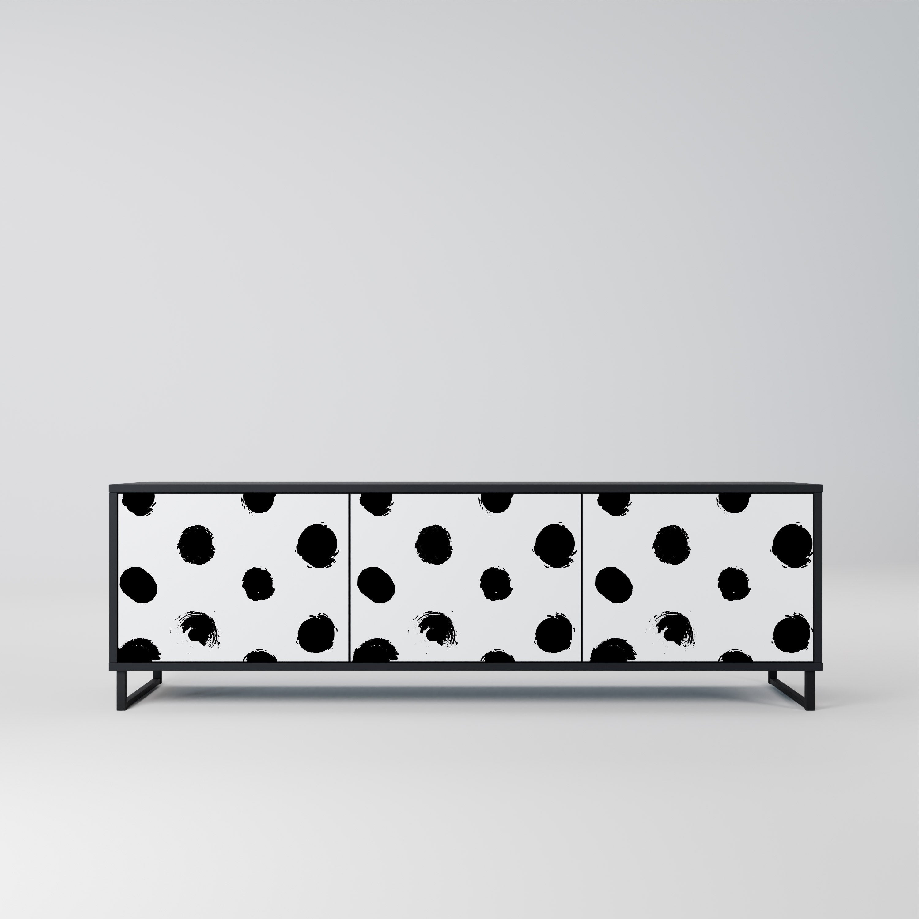 SLIPPING MINUTES Móvel de TV com 3 Portas em Acabamento Preto