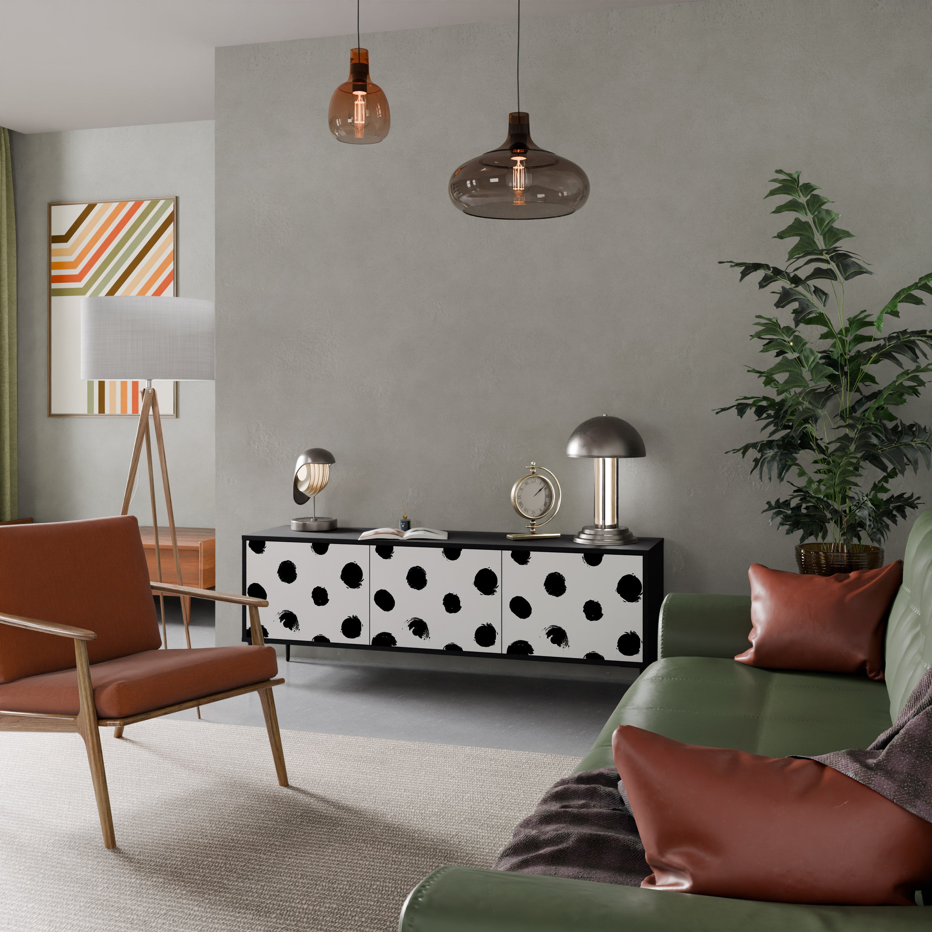 SLIPPING MINUTES Móvel de TV com 3 Portas em Acabamento Preto