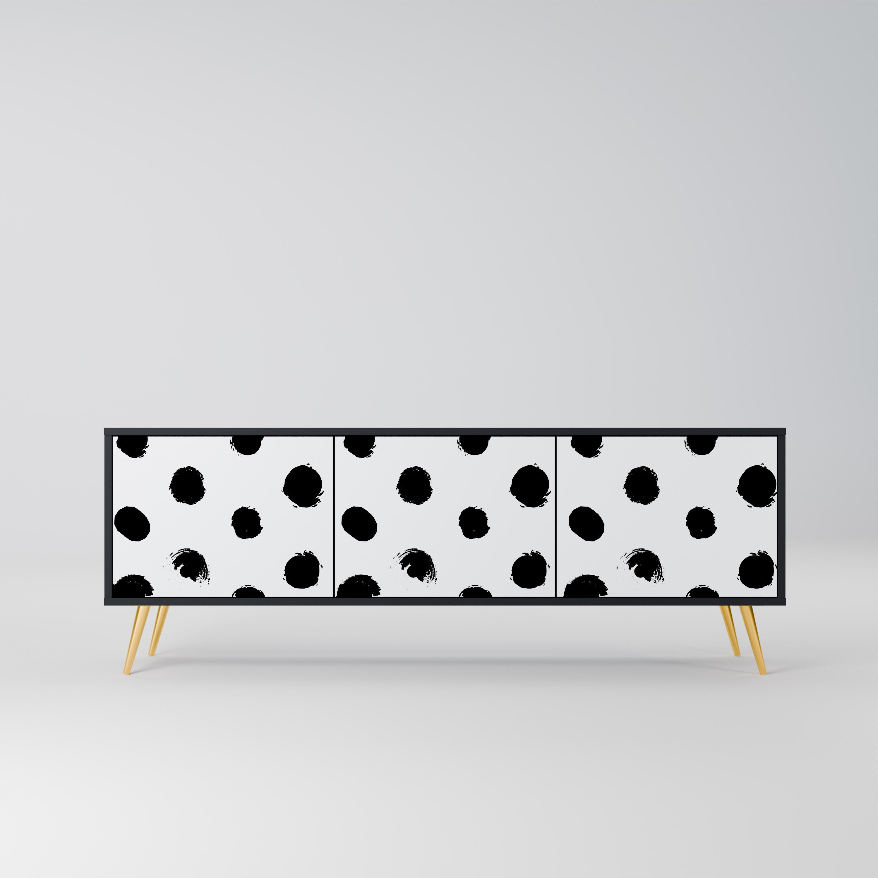 SLIPPING MINUTES Móvel de TV com 3 Portas em Acabamento Preto