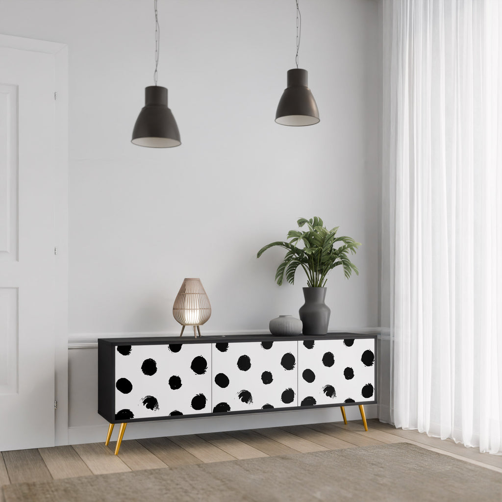 SLIPPING MINUTES Móvel de TV com 3 Portas em Acabamento Preto