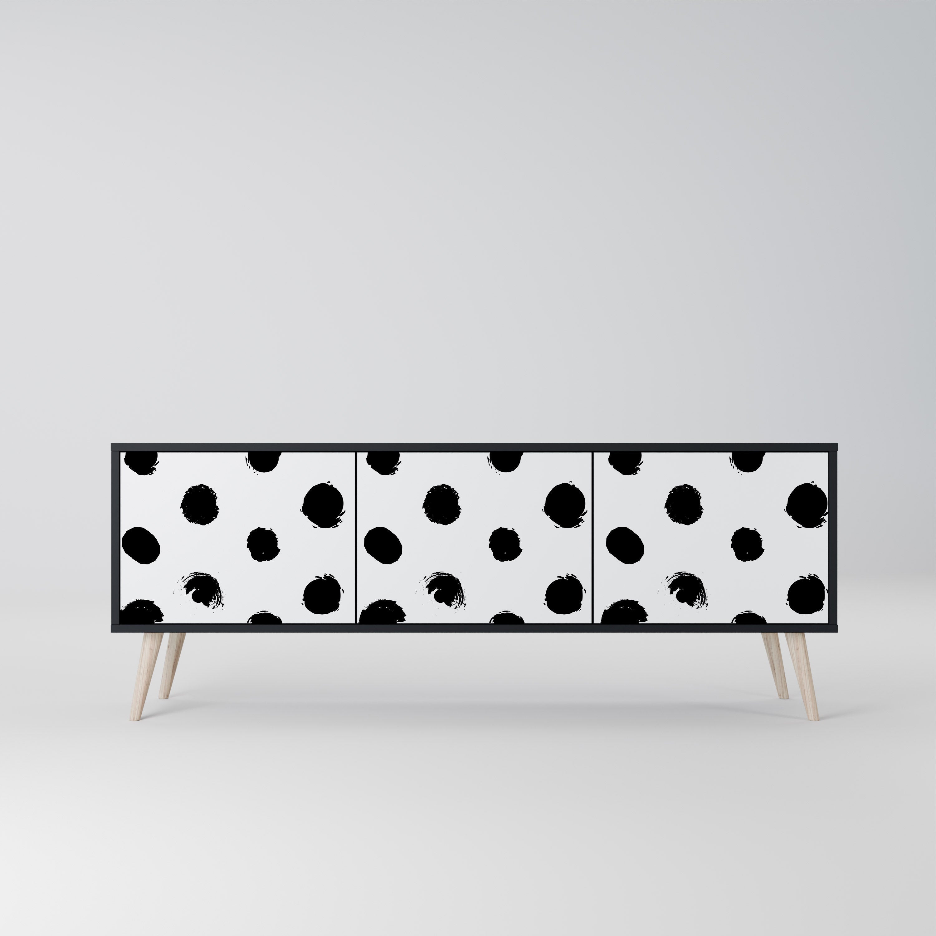 SLIPPING MINUTES Móvel de TV com 3 Portas em Acabamento Preto