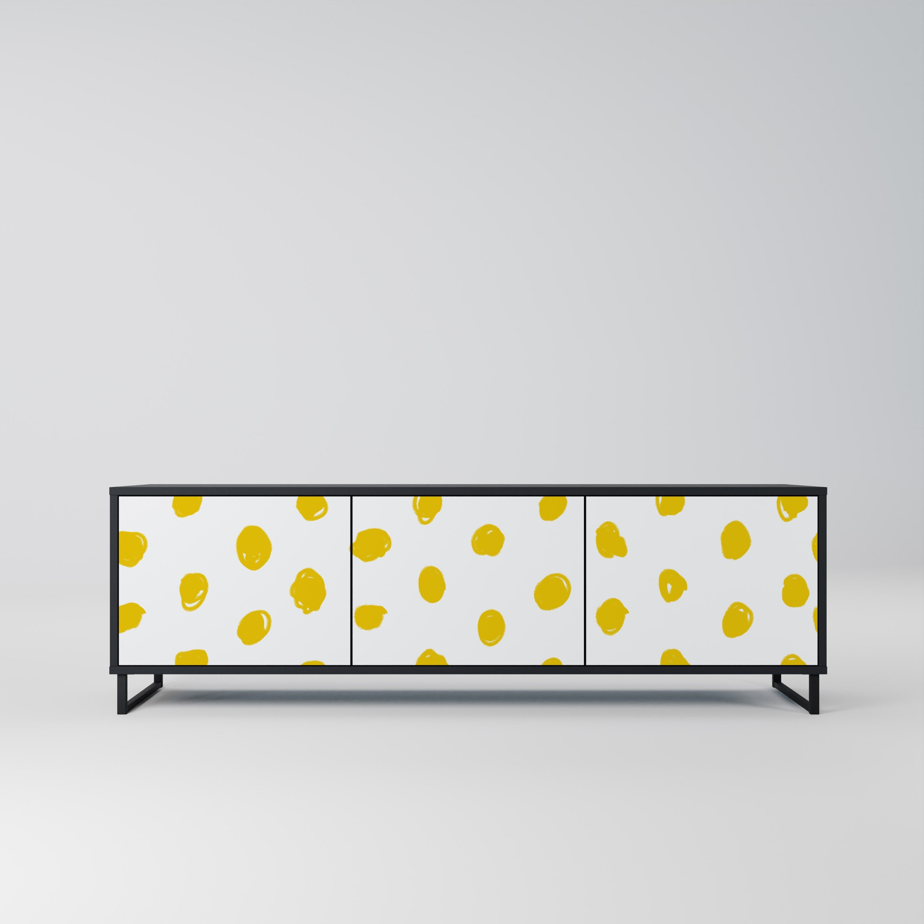 RADIANT REVERIE Móvel de TV com 3 Portas em Acabamento Preto