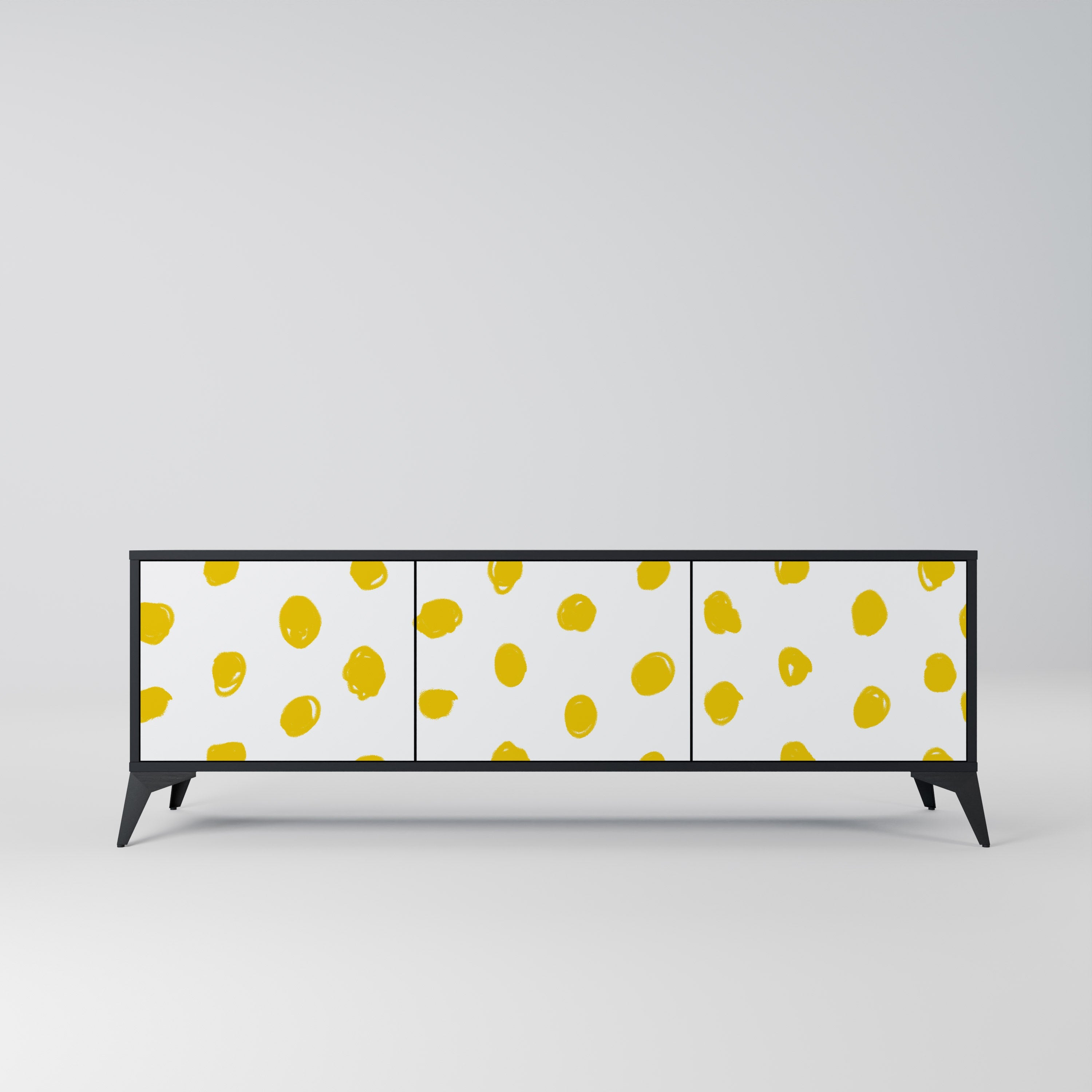 RADIANT REVERIE Móvel de TV com 3 Portas em Acabamento Preto