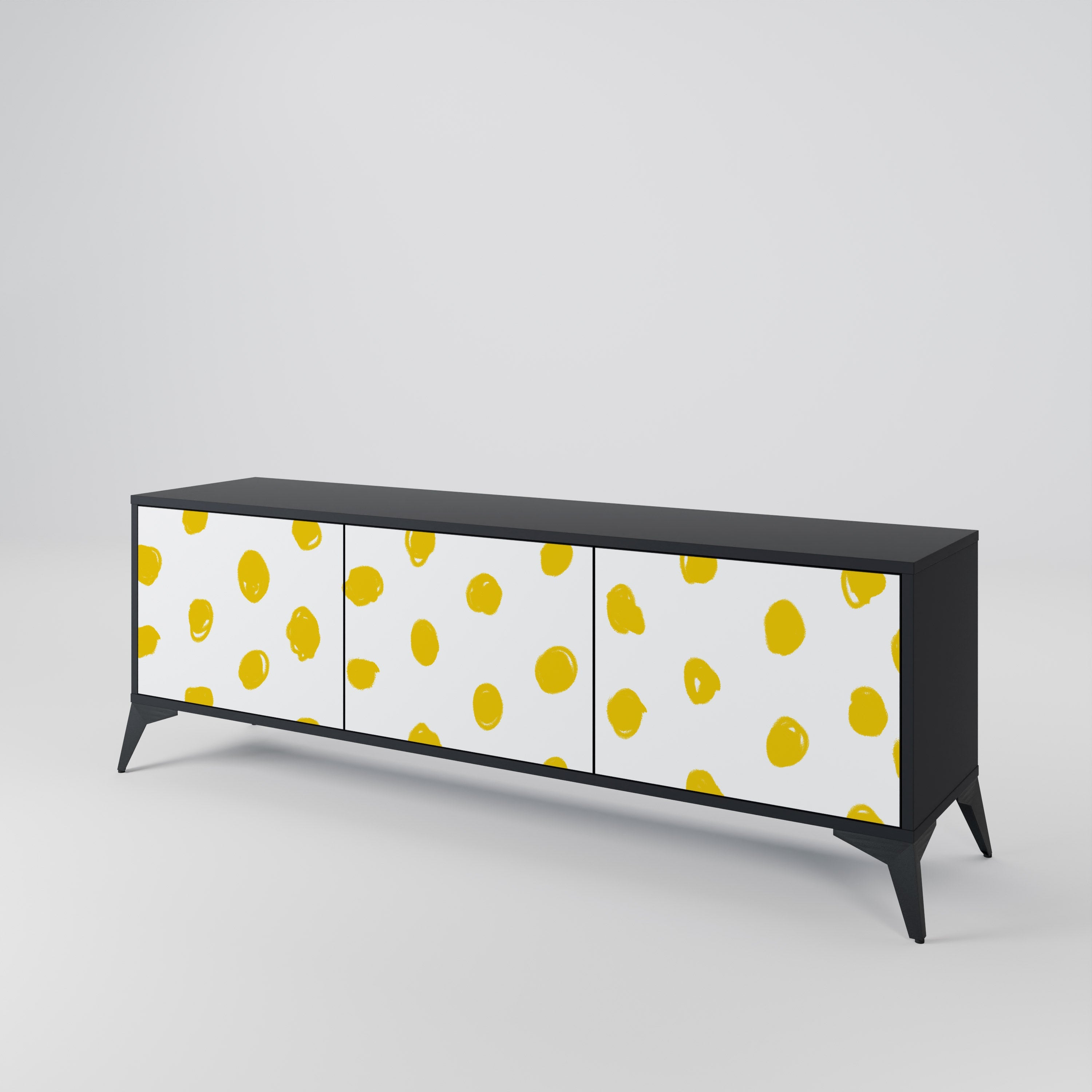 RADIANT REVERIE Móvel de TV com 3 Portas em Acabamento Preto